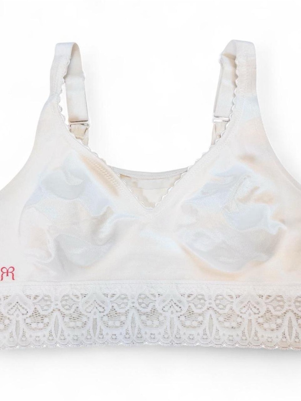 Ruby Ribbon White Lace Trim Bralette Size 32 Wireless Bra
